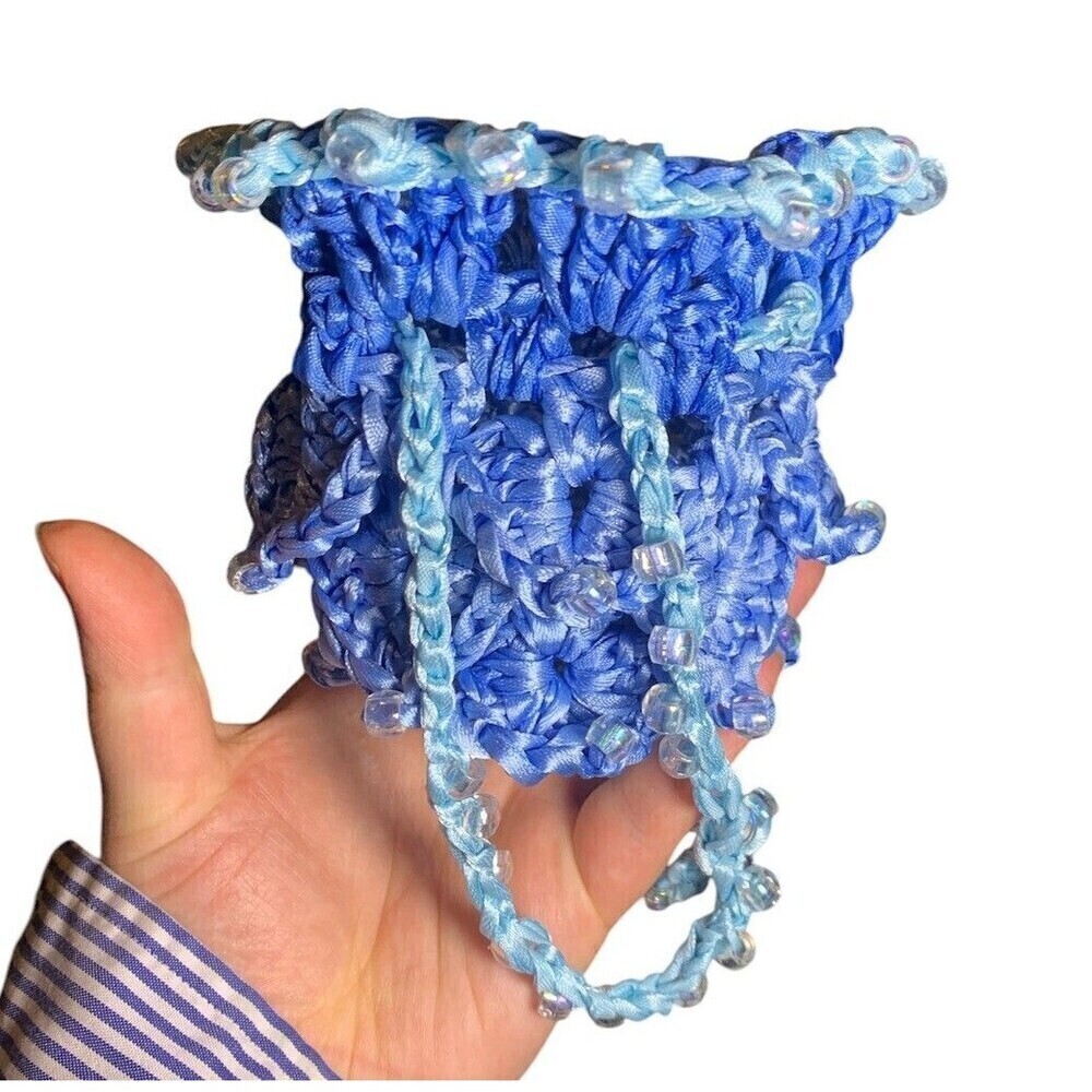 Dice Bag Medium Dragon Scale Beaded Ren Faire Fantasy Dungeons Dragons RPG Blue - Picture 3 of 8